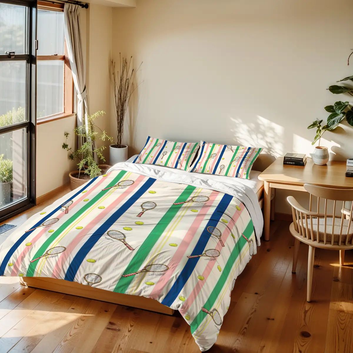 Kids Twin Duvet Set - Tennis Stripes
