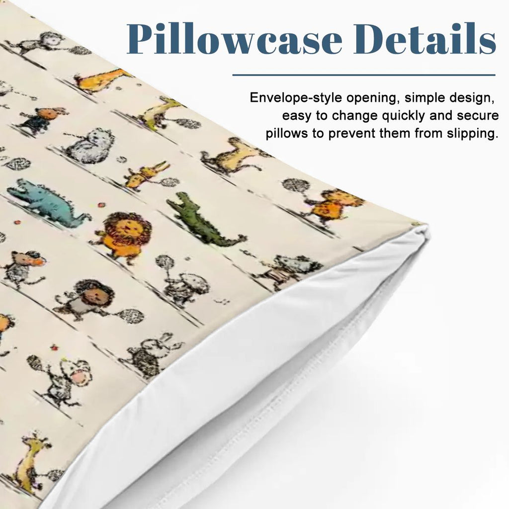 Twin Duvet Cover Set 68"x86" animals playing tennis final pattern